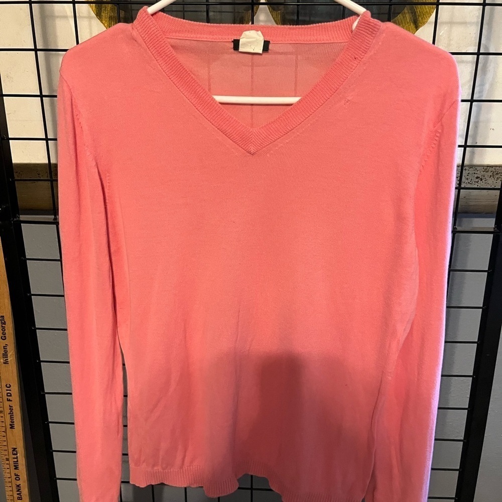 J. Crew Pink V-Neck cotton Sweater